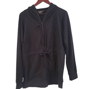 Norma Kamali Women's Black Full Zip Hooded Jacket Size Large New Without Tags